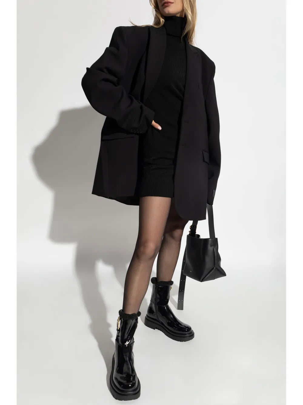 High-Neck Wool Dress