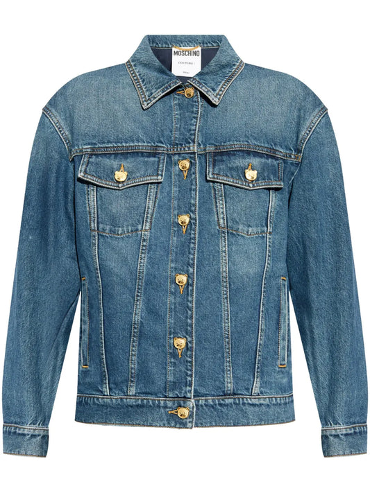 Bear-Motif Denim Jacket