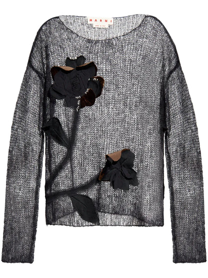 Floral-Appliqué Sweater