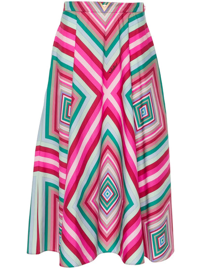 Geometric Poplin Midi Skirt