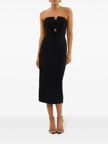 Aubree Floral-Appliqué Midi Dress