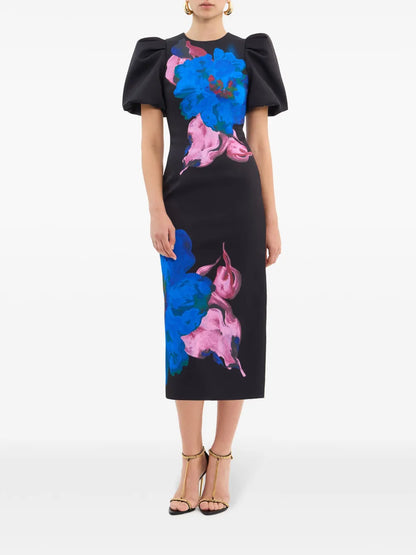 Acid Bloom Midi Dress
