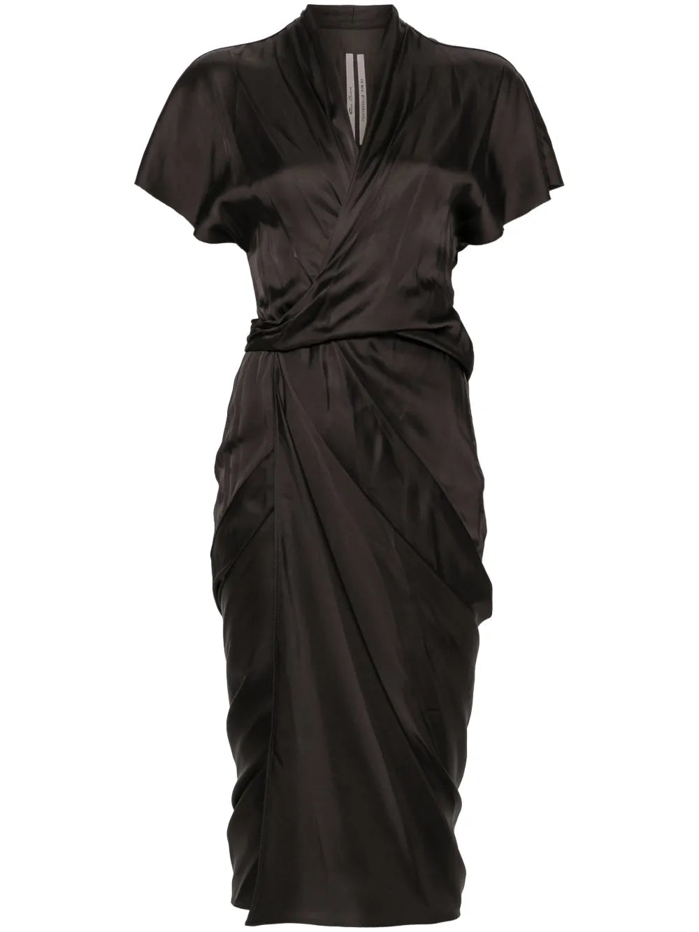 Tie-Fastening Satin Wrap Dress
