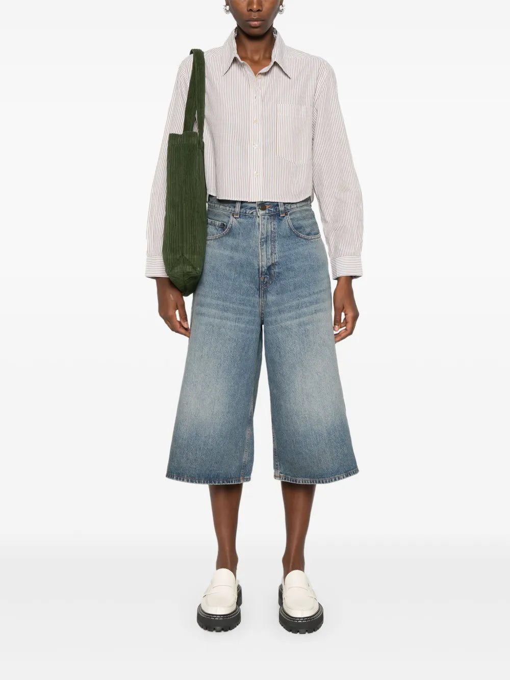 Knee-Length Denim Shorts