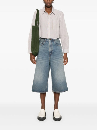 Knee-Length Denim Shorts