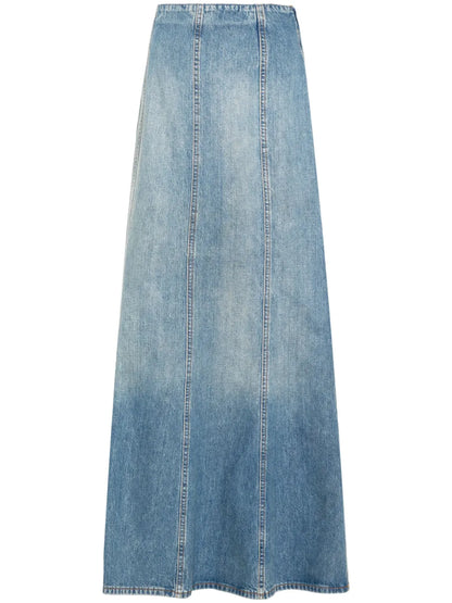 Seamed Denim Midi Skirt