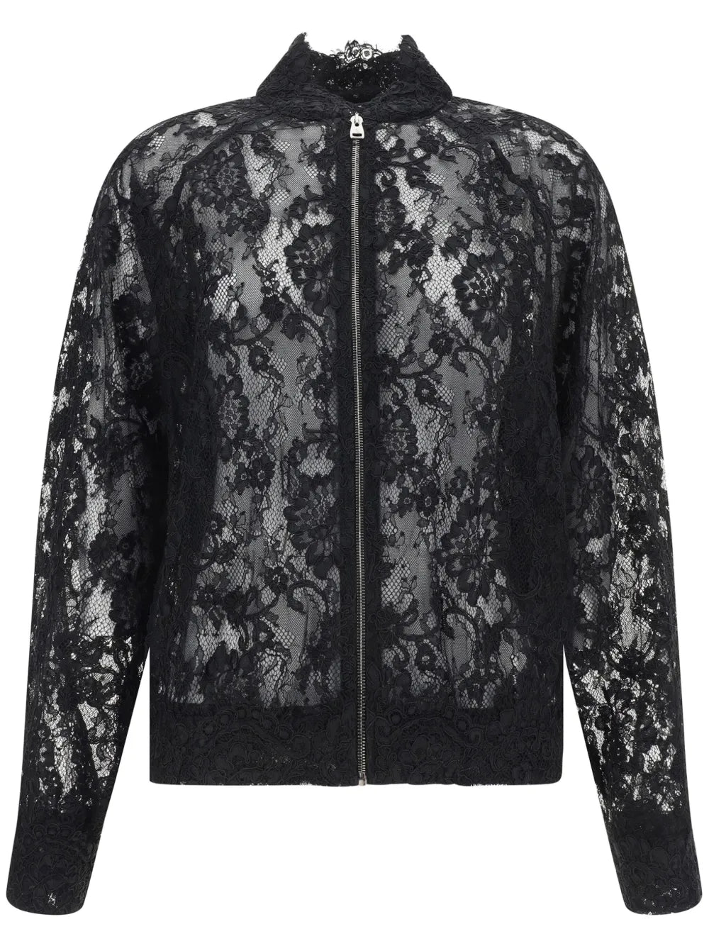 Floral-Lace Bomber Jacket