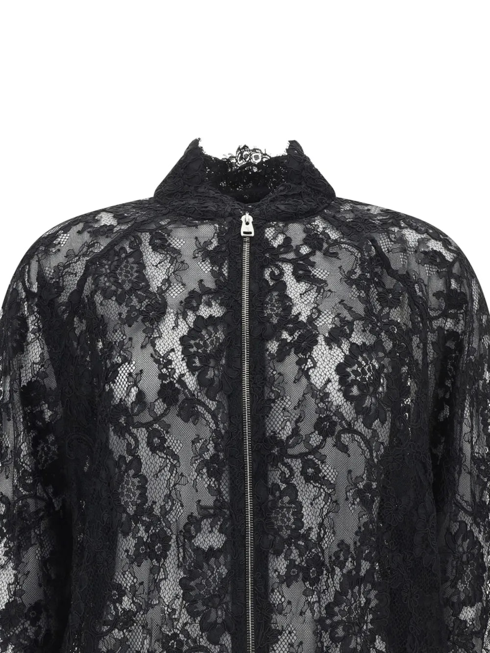 Floral-Lace Bomber Jacket
