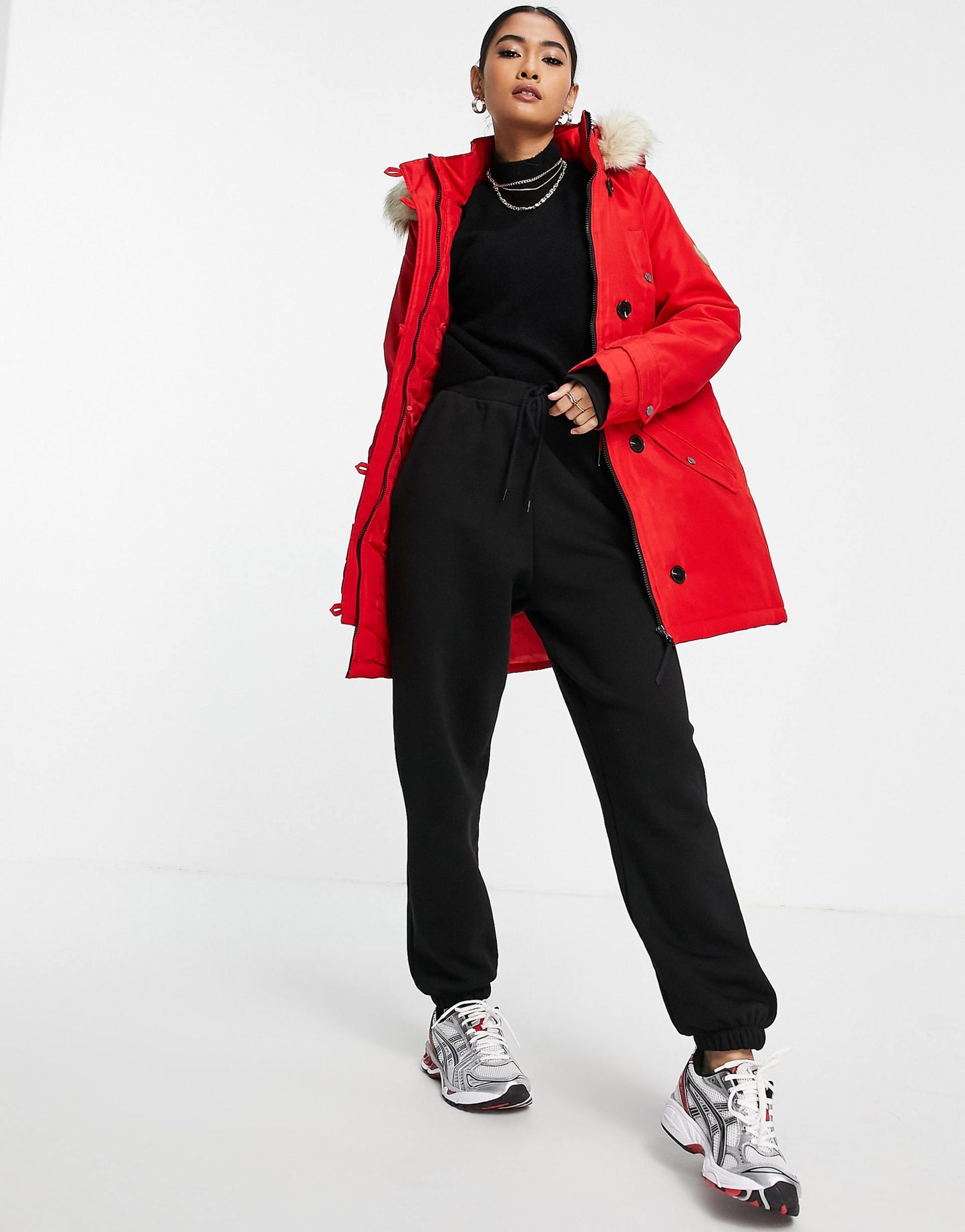 Parka With Faux Fur Lined Hood