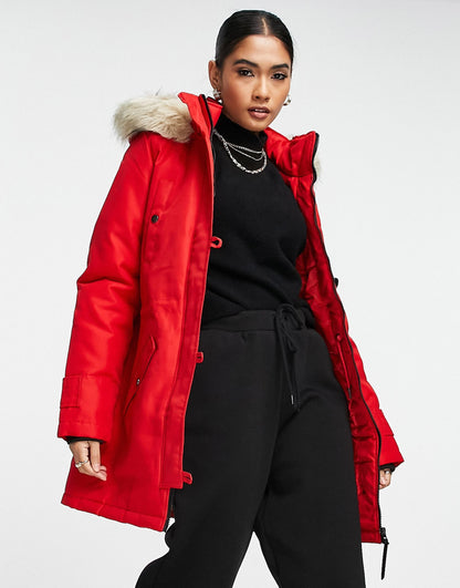 Parka With Faux Fur Lined Hood