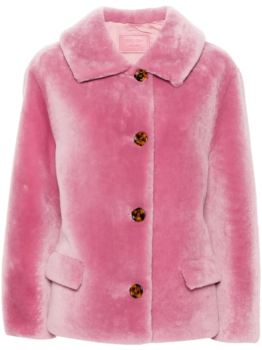 Single-Breasted Shearling Jacket