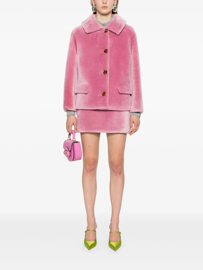 Single-Breasted Shearling Jacket