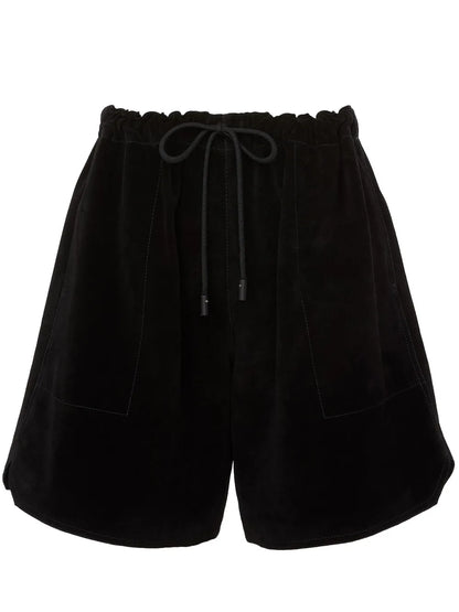 Drawstring Leather Shorts