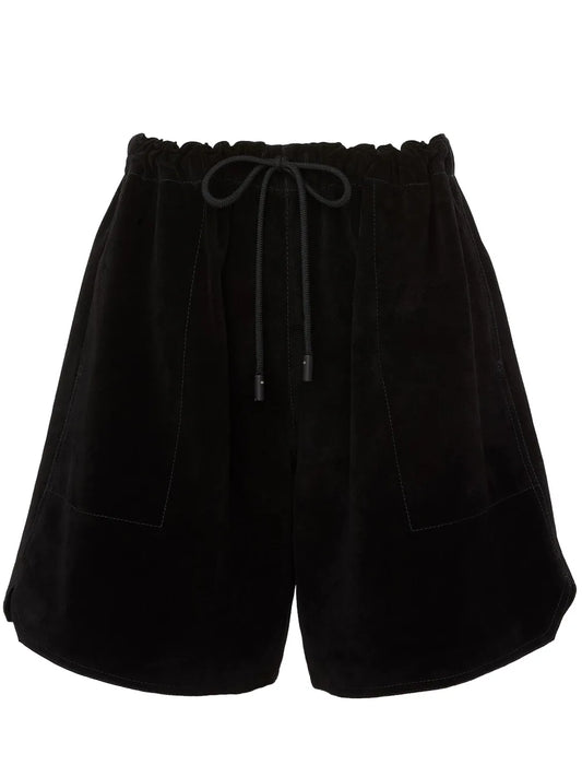 Drawstring Leather Shorts
