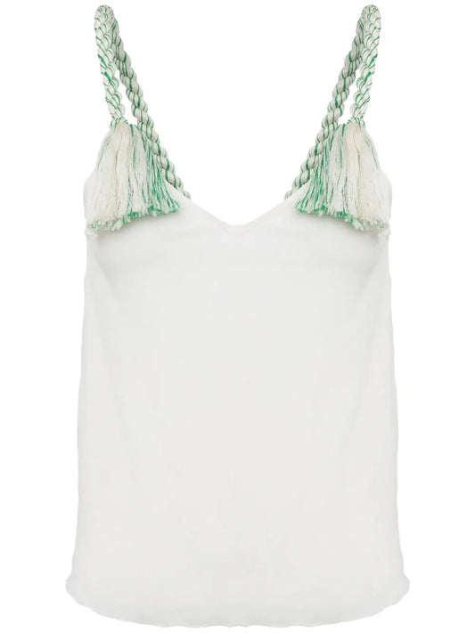 Tassel-Strap V-Neck Top