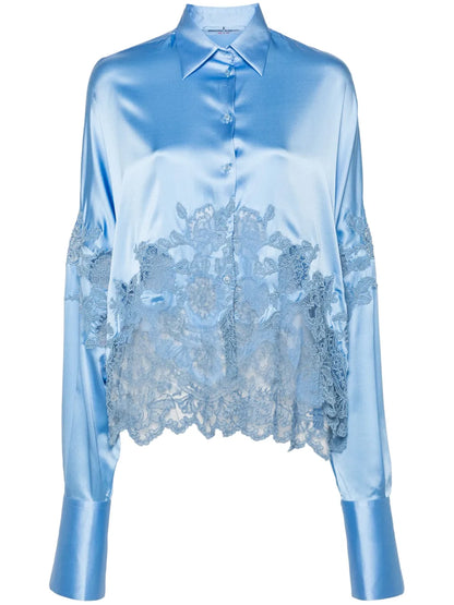 Lace-Panelling Shirt