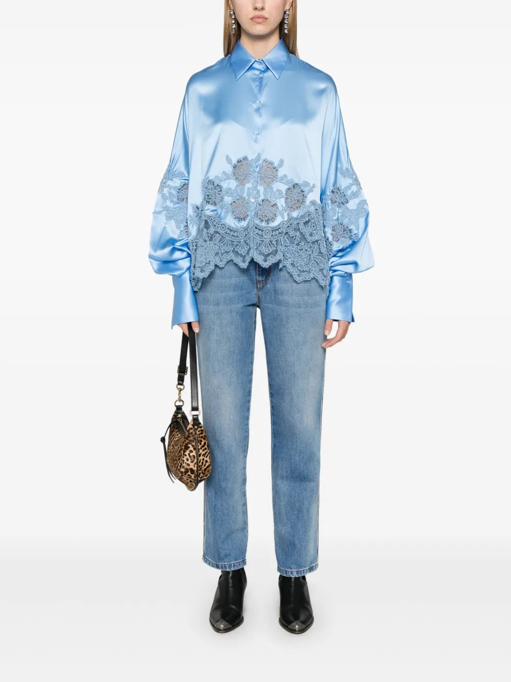 Lace-Panelling Shirt