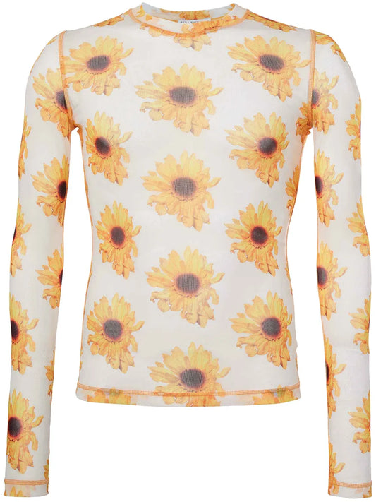 Floral-Print Sheer Top