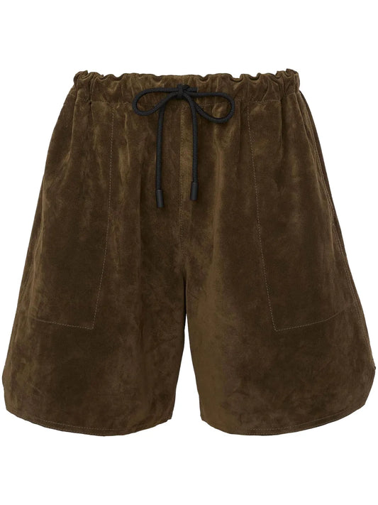 Drawstring Leather Shorts
