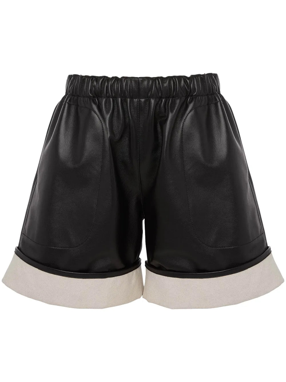 Contrast-Hem Leather Shorts