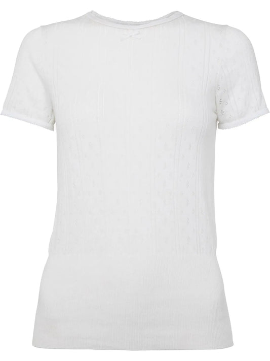 Pointelle Cap-Sleeve Top