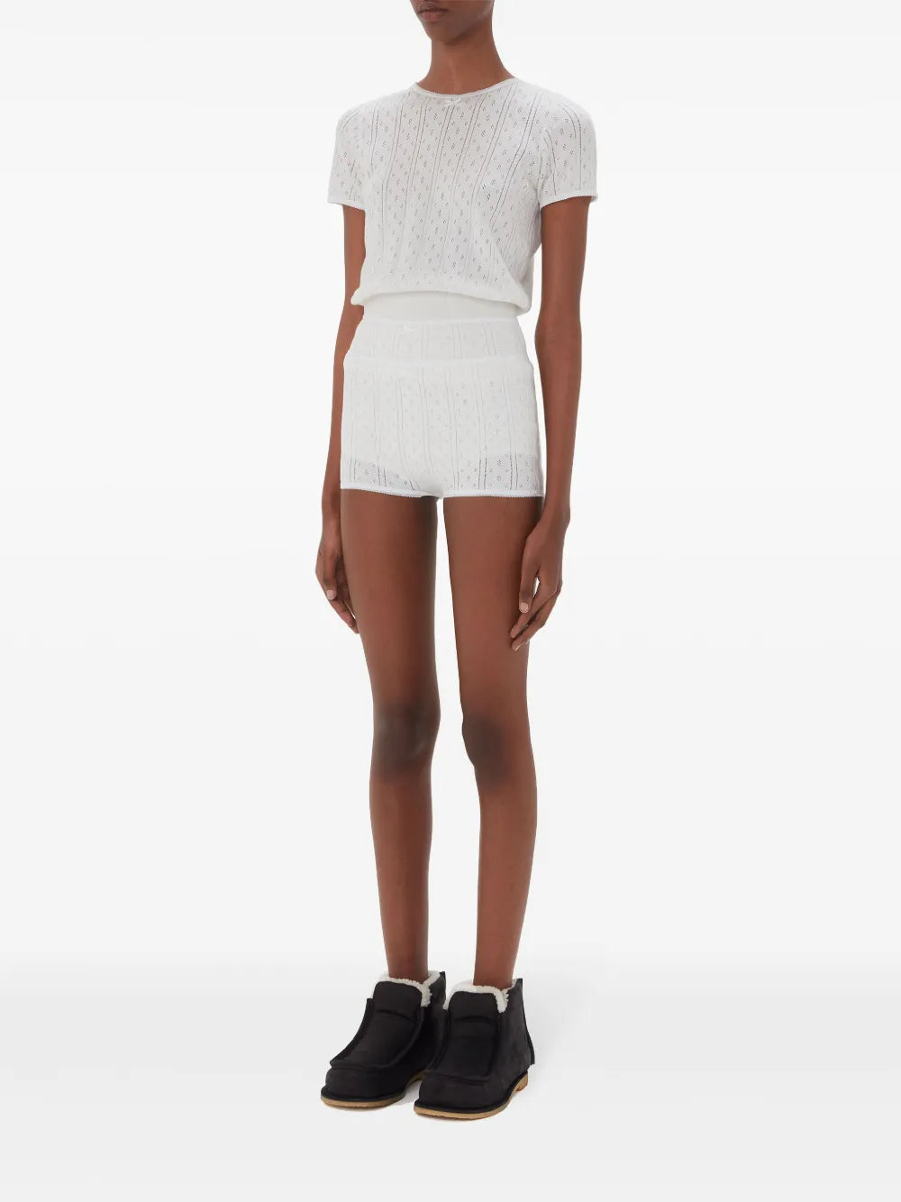 Pointelle Cap-Sleeve Top