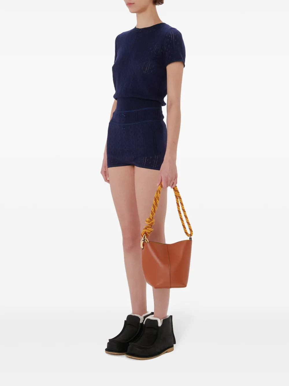 Logo-Embroidered Pointelle Top