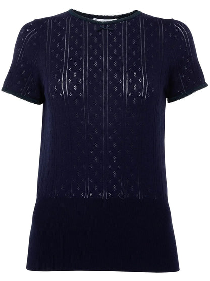 Logo-Embroidered Pointelle Top