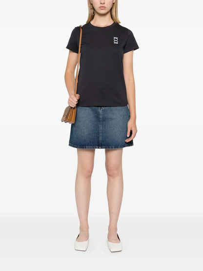 Love Birds Embroidery Cotton T-Shirt