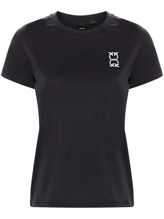 Love Birds Embroidery Cotton T-Shirt