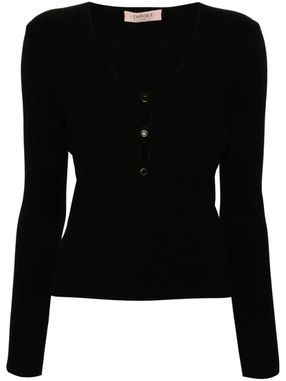Crystal-Embellished Ribbed Top