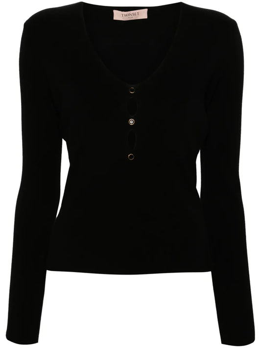 Crystal-Embellished Ribbed Top