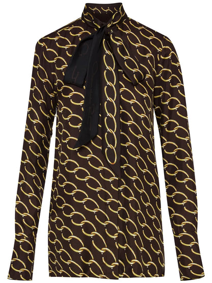 Oscar Chain-Link Silk Twill Blouse