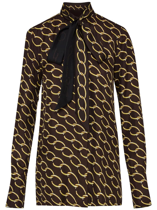Oscar Chain-Link Silk Twill Blouse