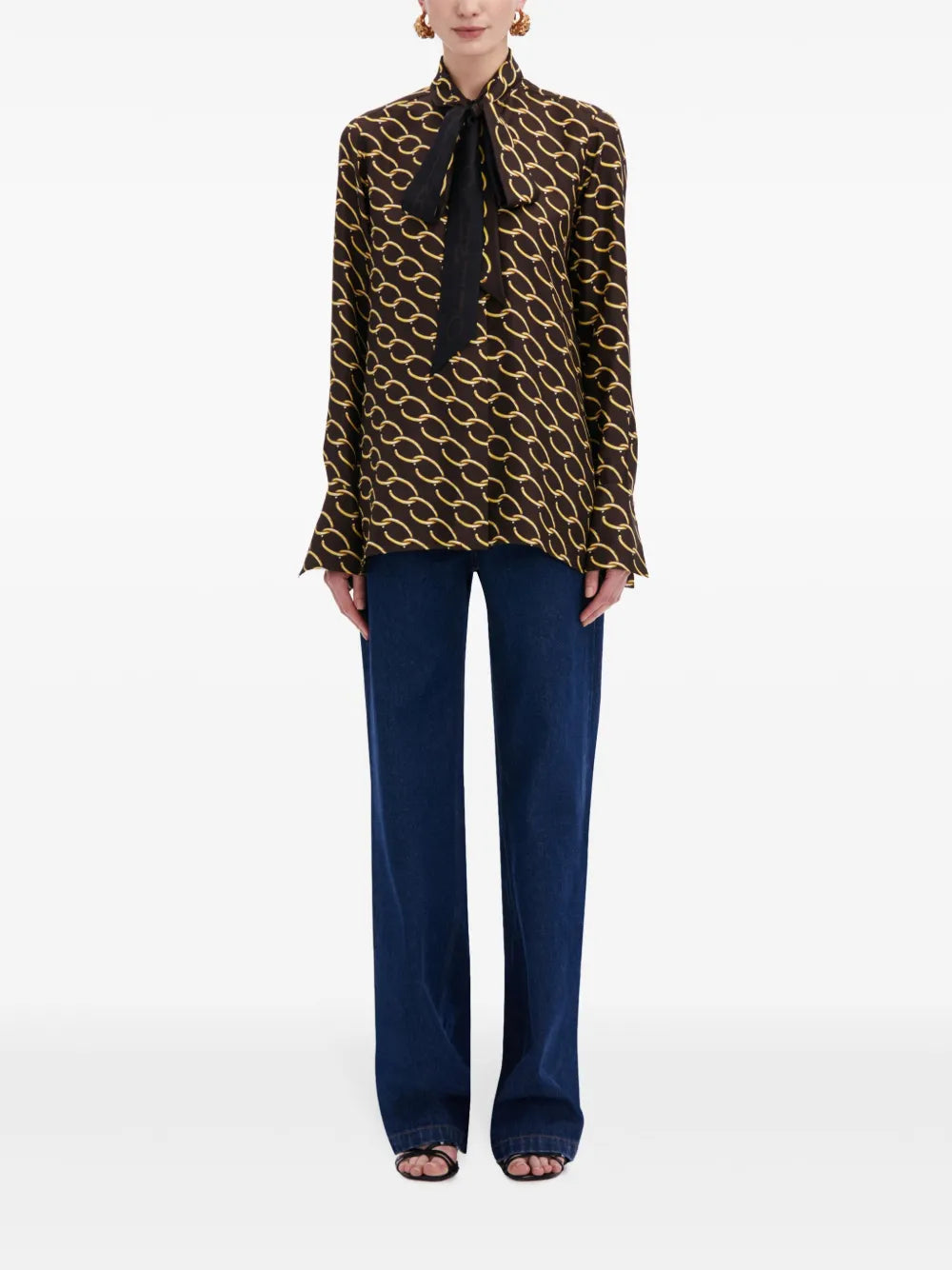 Oscar Chain-Link Silk Twill Blouse