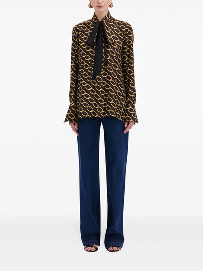 Oscar Chain-Link Silk Twill Blouse