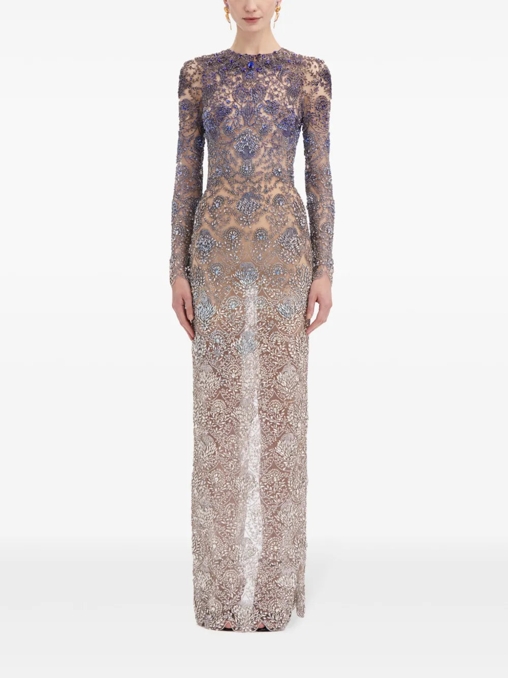 Ombré Crystal-Embroidered Gown