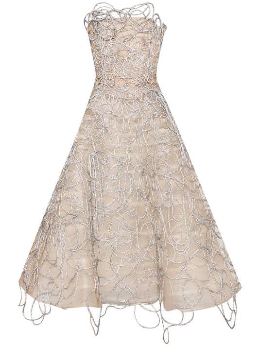 Crystal Embroidered Cord Gown
