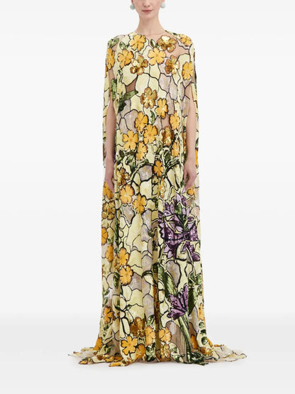 Art Nouveau Sequin-Embroidered Kaftan