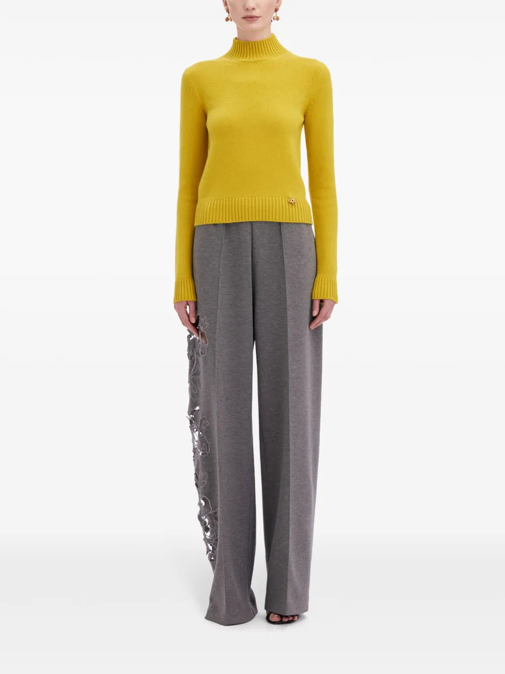 O Flower Mock-Neck Cashmere Jumper