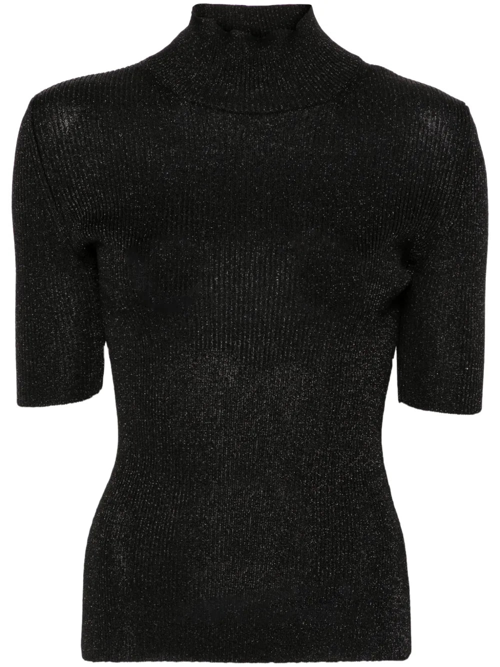 High Neck Glitter-Detail Top