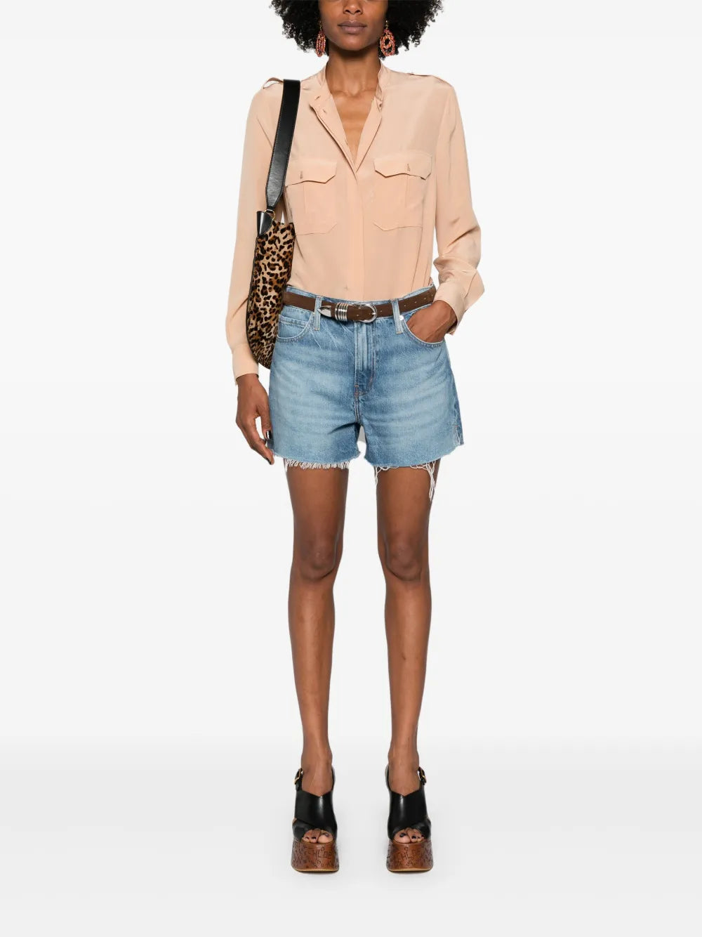 Band-Collar Silk Blouse