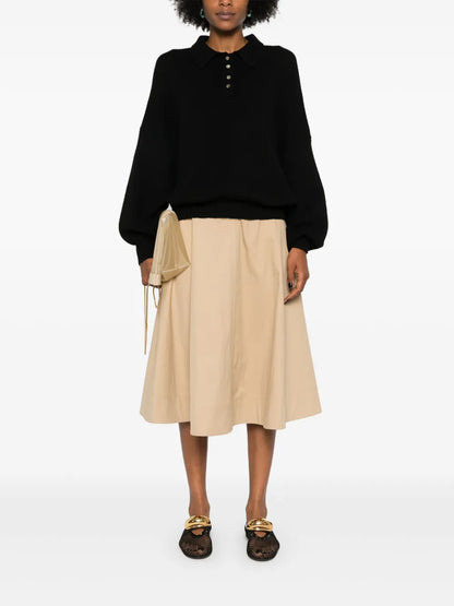 Renta Twill Midi Skirt