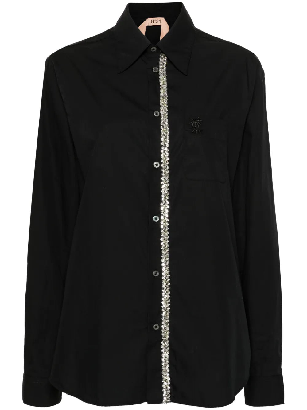 Rhinestone-Embellished Cotton Shirt