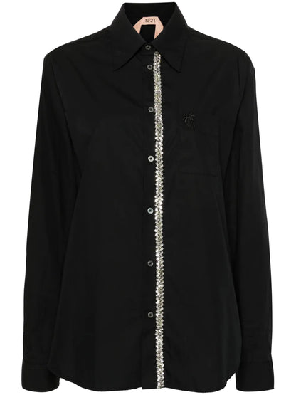 Rhinestone-Embellished Cotton Shirt