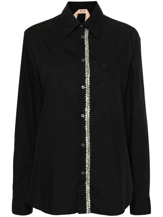 Rhinestone-Embellished Cotton Shirt
