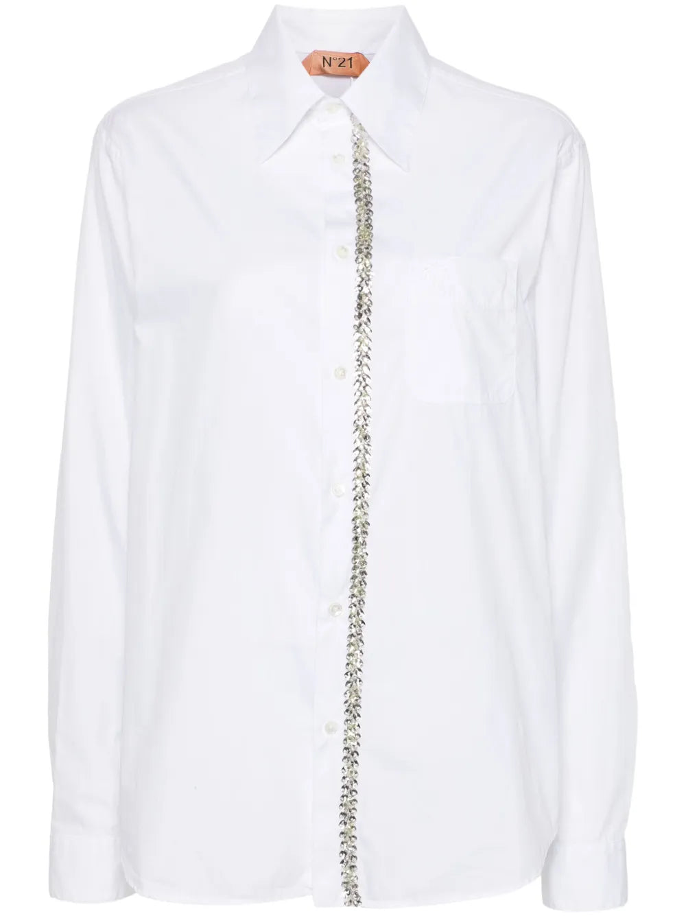 Rhinestone-Embellished Cotton Shirt