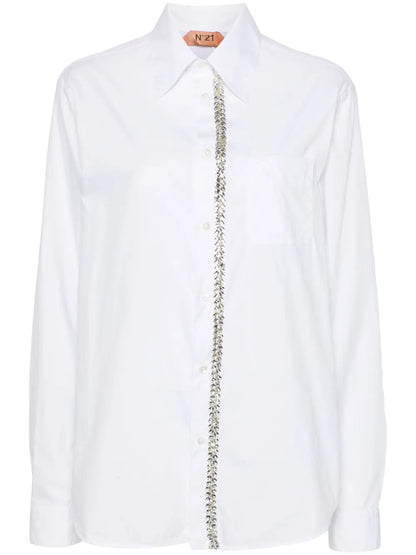 Rhinestone-Embellished Cotton Shirt
