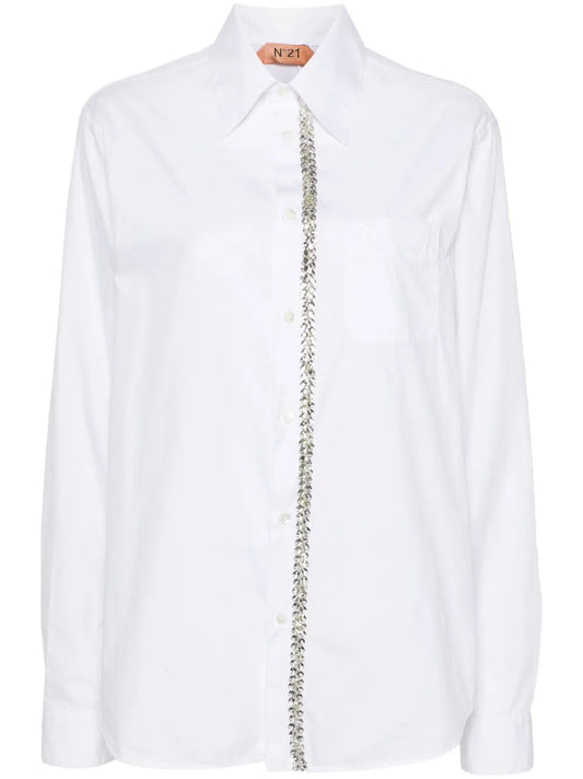 Rhinestone-Embellished Cotton Shirt