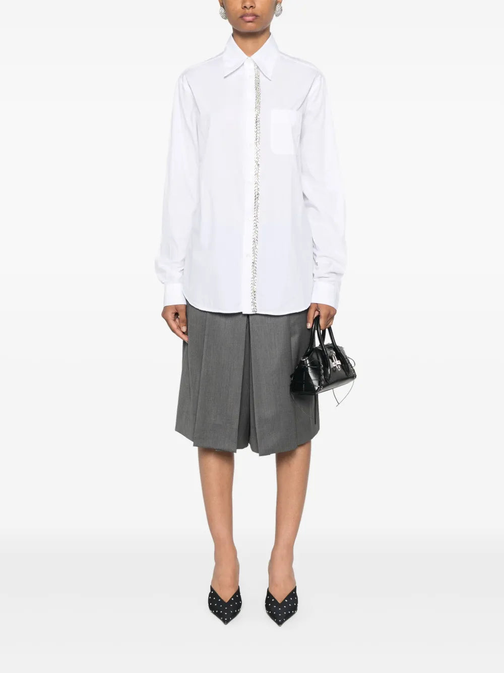 Rhinestone-Embellished Cotton Shirt